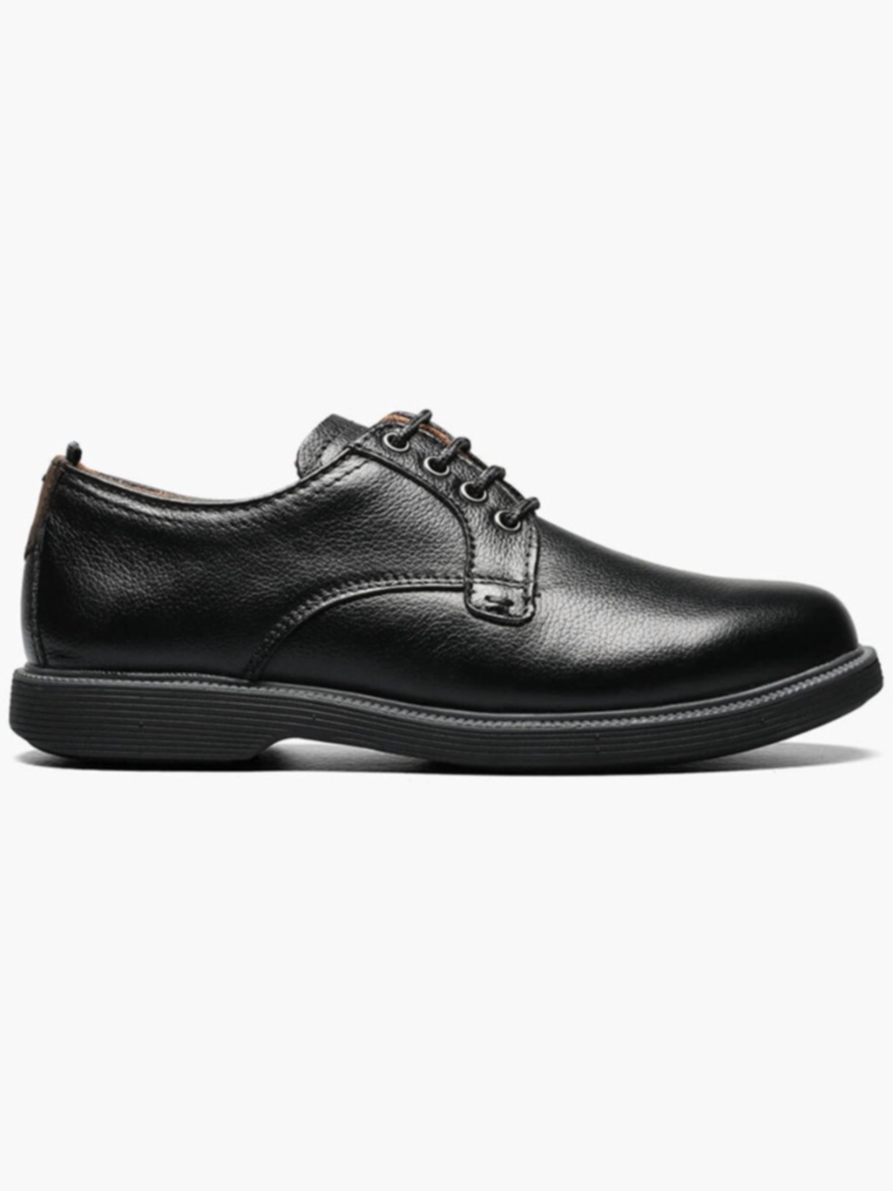 Boys Florsheim Supacush Jr. Plain Toe Oxford in Black Leather. 16630 007